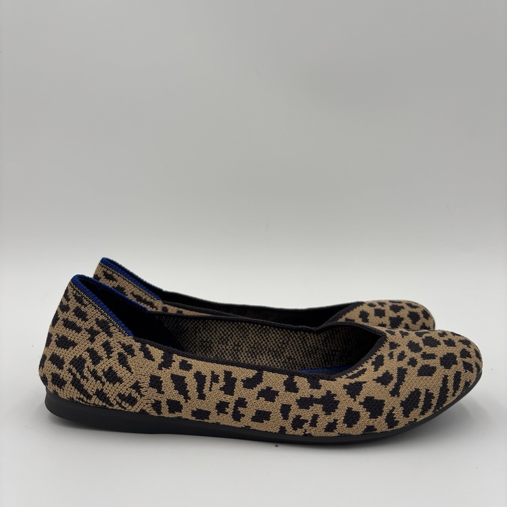 Rothy's The Flat Round Toe Womens Size 6 Cheetah Ballet Flats Shoes Comfort